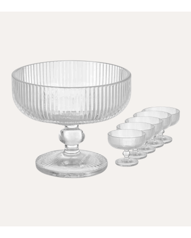 Set de 6 Copas de Helado Agata de Cristal Tallado