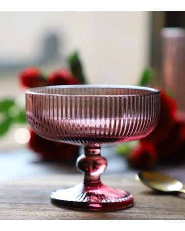 Set de 6 Copas de Helado Agata de Cristal Tallado