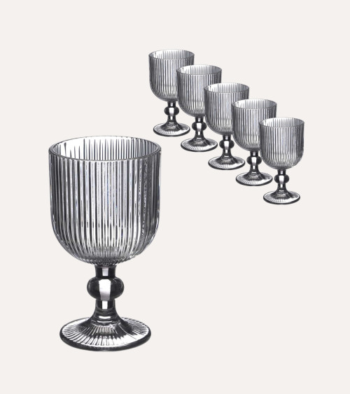 Set de 6 Copas de Vino Agata de Cristal Tallado