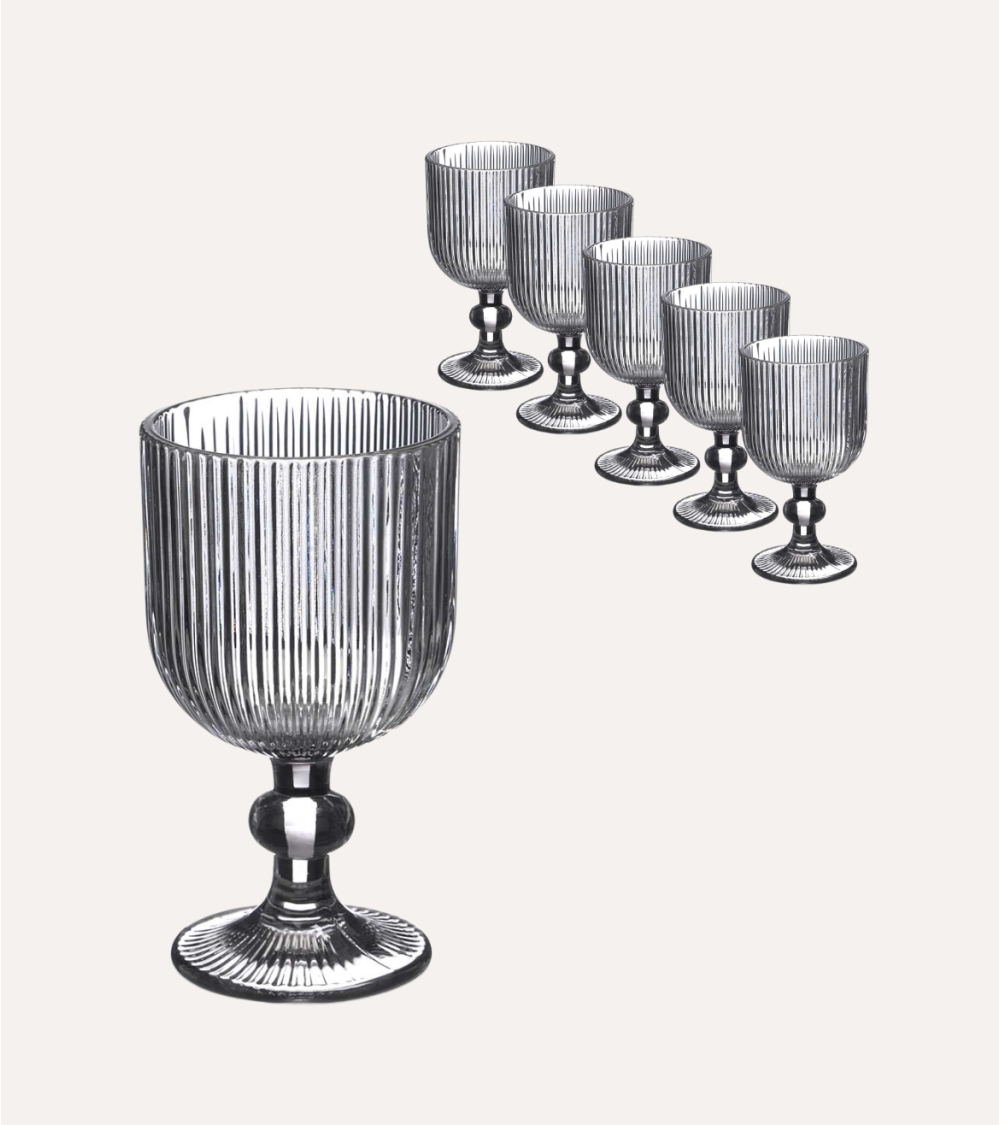 Set de 6 Copas de Vino Agata de Cristal Tallado