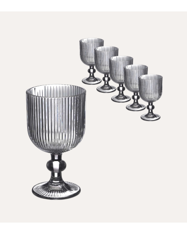 Set de 6 Copas de Vino Agata de Cristal Tallado