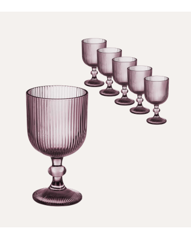 Set de 6 Copas de Vino Agata de Cristal Tallado