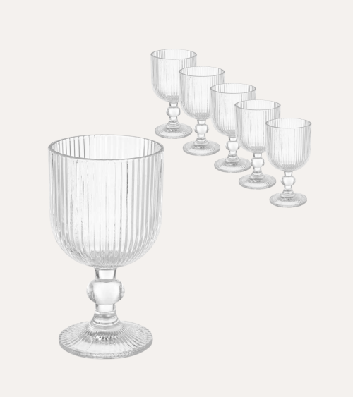 Set de 6 Copas de Vino Agata de Cristal Tallado