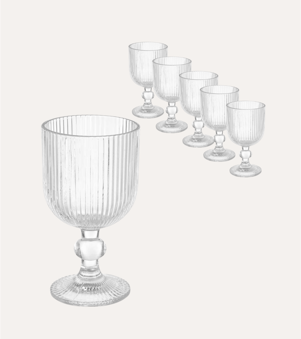 Set de 6 Copas de Vino Agata de Cristal Tallado