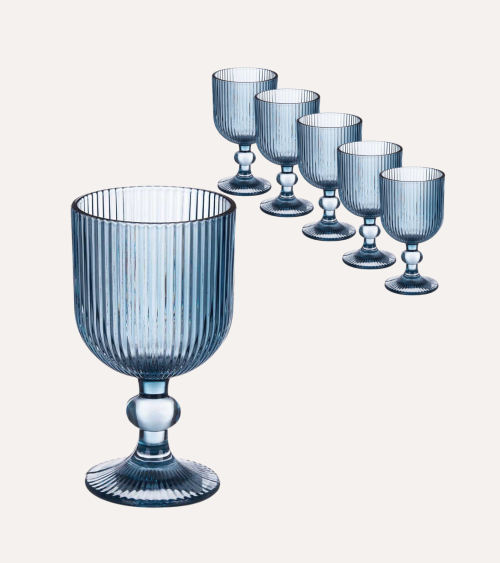 Set de 6 Copas de Vino Agata de Cristal Tallado