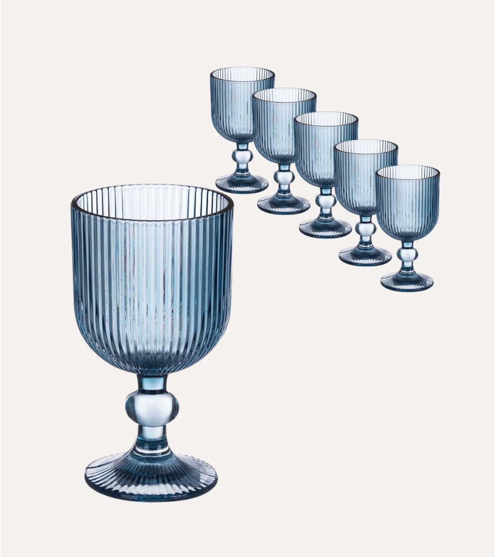 Set de 6 Copas de Vino Agata de Cristal Tallado