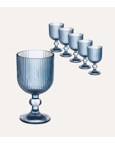 Set de 6 Copas de Vino Agata de Cristal Tallado