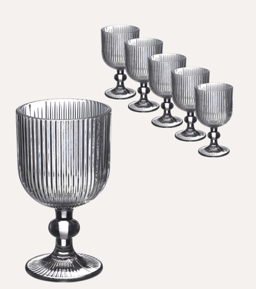 Set de 6 Copas de Agua Agata de Cristal Tallado