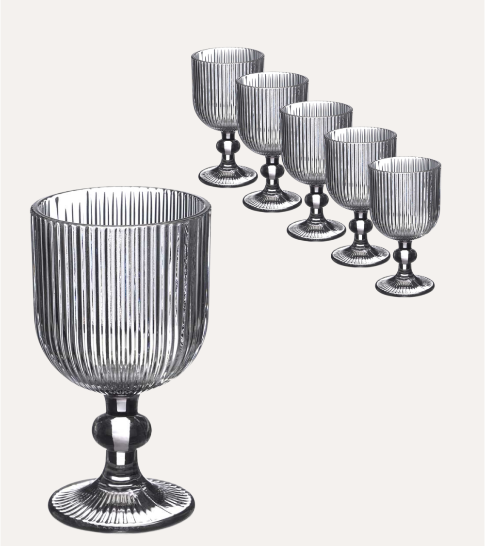 Set de 6 Copas de Agua Agata de Cristal Tallado