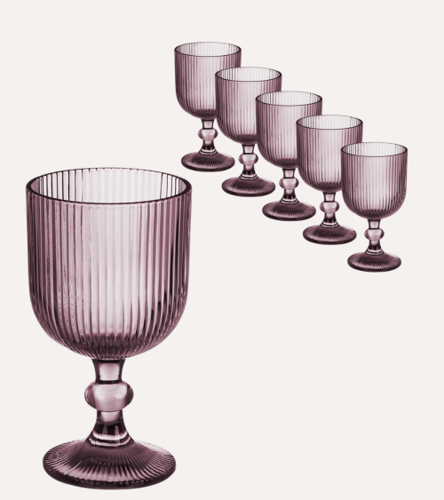 Set de 6 Copas de Agua Agata de Cristal Tallado
