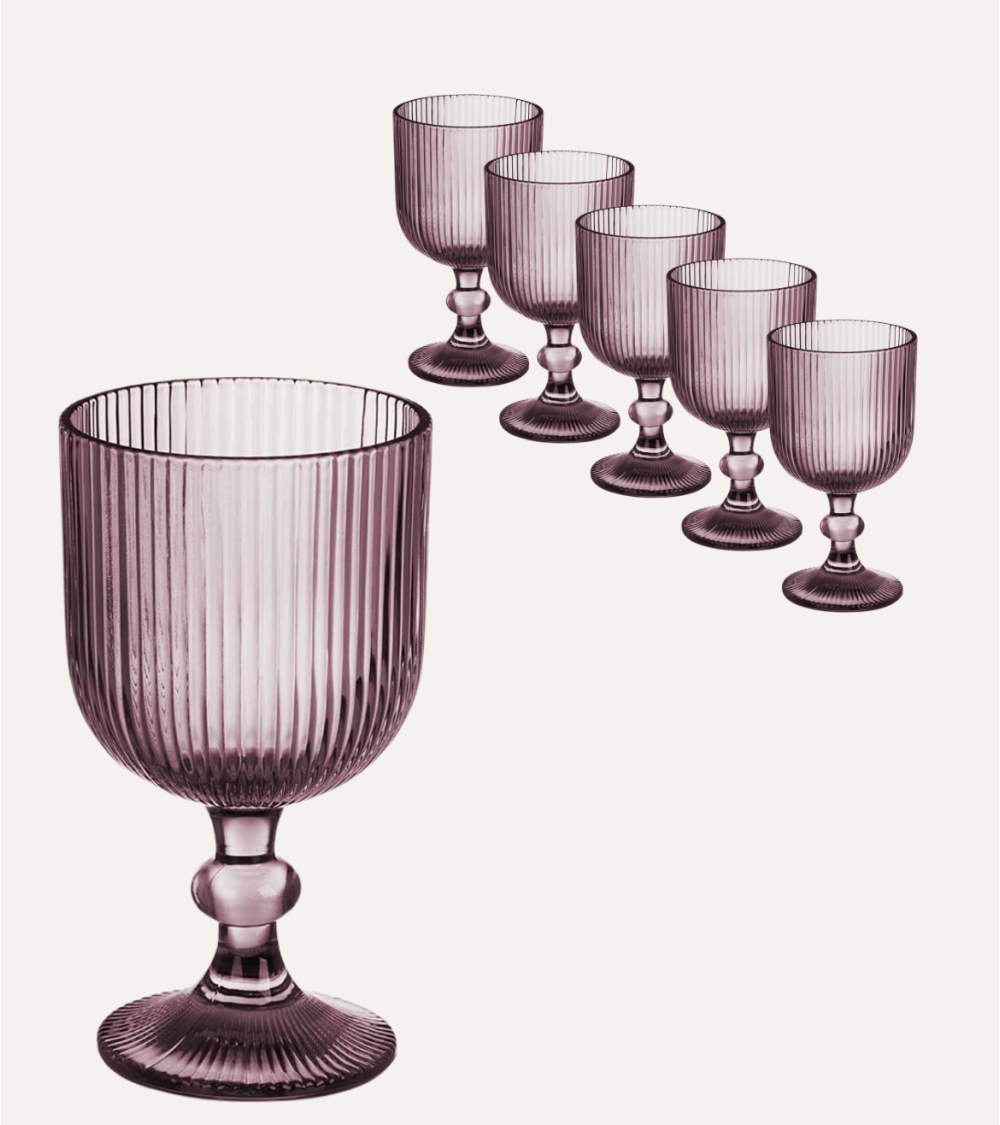 Set de 6 Copas de Agua Agata de Cristal Tallado