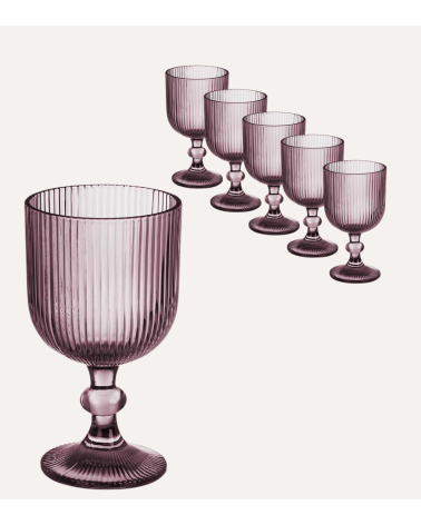 Set de 6 Copas de Agua Agata de Cristal Tallado