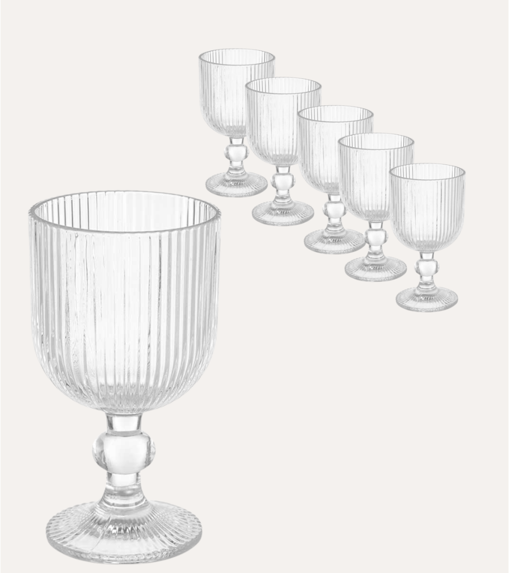 Set de 6 Copas de Agua Agata de Cristal Tallado