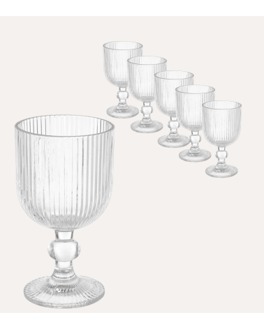 Set de 6 Copas de Agua Agata de Cristal Tallado