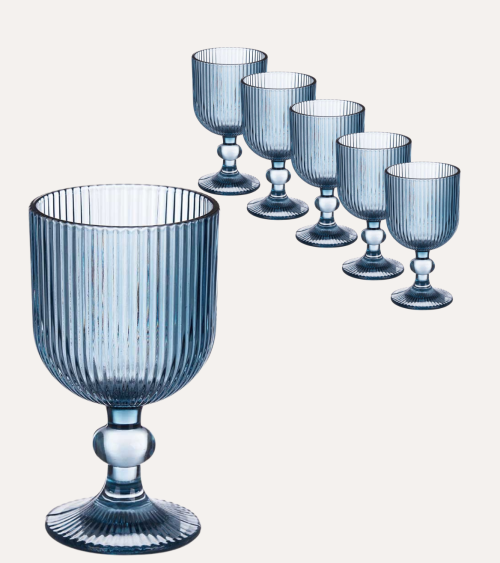 Set de 6 Copas de Agua Agata de Cristal Tallado