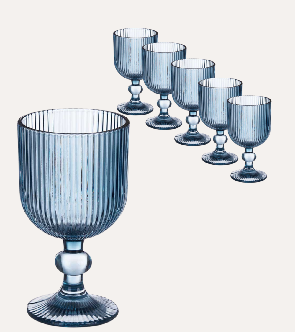 Set de 6 Copas de Agua Agata de Cristal Tallado