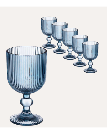 Set de 6 Copas de Agua Agata de Cristal Tallado