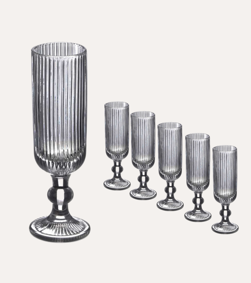 Set de 6 Copas de Cava Agata de Cristal Tallado