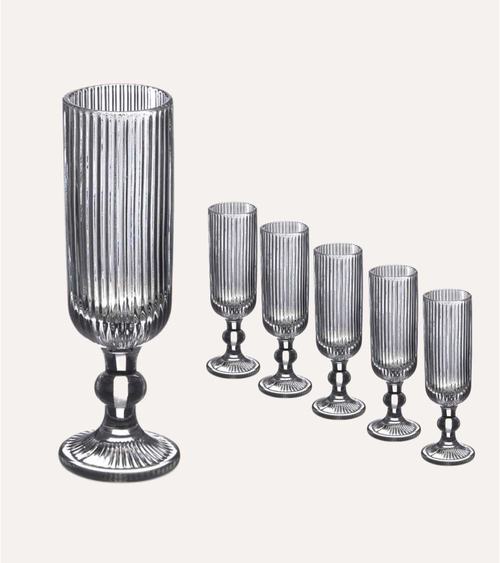 Set de 6 Copas de Cava Agata de Cristal Tallado