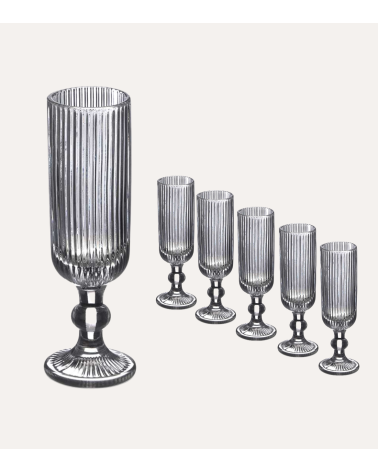 Set de 6 Copas de Cava Agata de Cristal Tallado