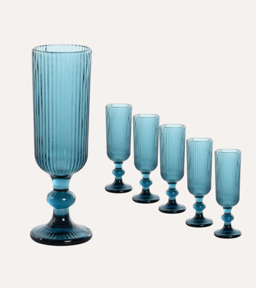 Set de 6 Copas de Cava Agata de Cristal Tallado