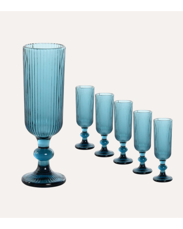 Set de 6 Copas de Cava Agata de Cristal Tallado