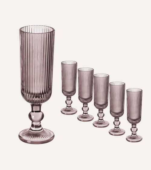 Set de 6 Copas de Cava Agata de Cristal Tallado