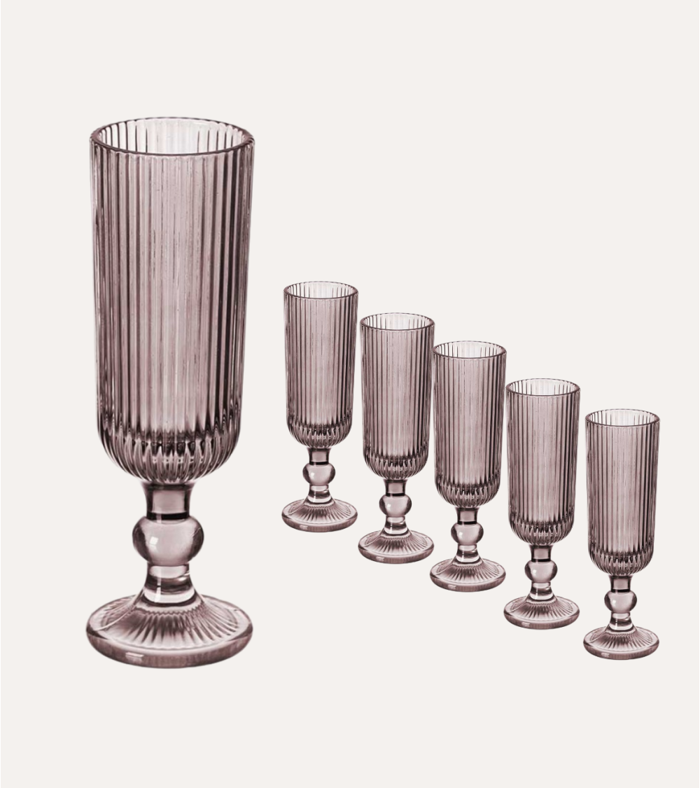 Set de 6 Copas de Cava Agata de Cristal Tallado