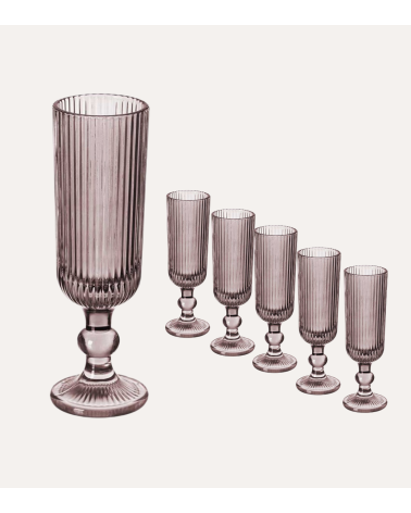 Set de 6 Copas de Cava Agata de Cristal Tallado