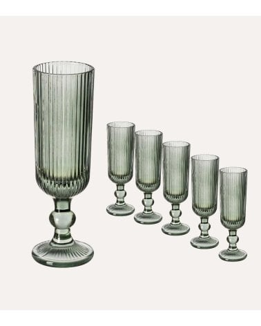 Set de 6 Copas de Cava Agata de Cristal Tallado
