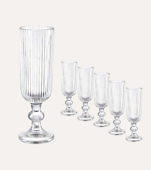 Set de 6 Copas de Cava Agata de Cristal Tallado