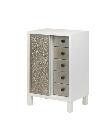 Sinfonier con Madera de Abeto Tallada en Blanco y Plata