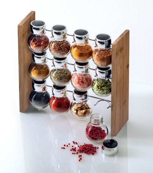 Set de 12 Especieros con Soporte de Bambú