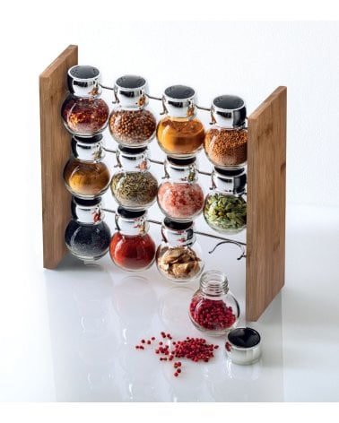 Set de 12 Especieros con Soporte de Bambú