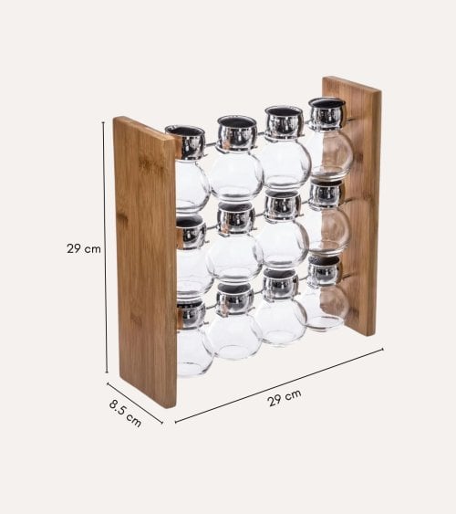 Set de 12 Especieros con Soporte de Bambú