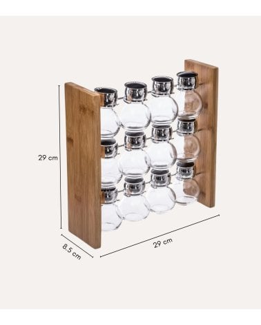 Set de 12 Especieros con Soporte de Bambú