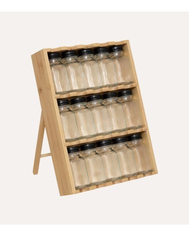 Set de 15 Especieros con Estante de Bambú