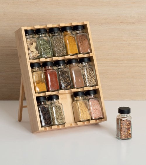 Set de 15 Especieros con Estante de Bambú