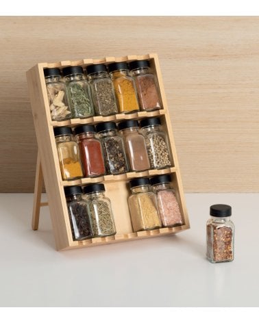 Set de 15 Especieros con Estante de Bambú