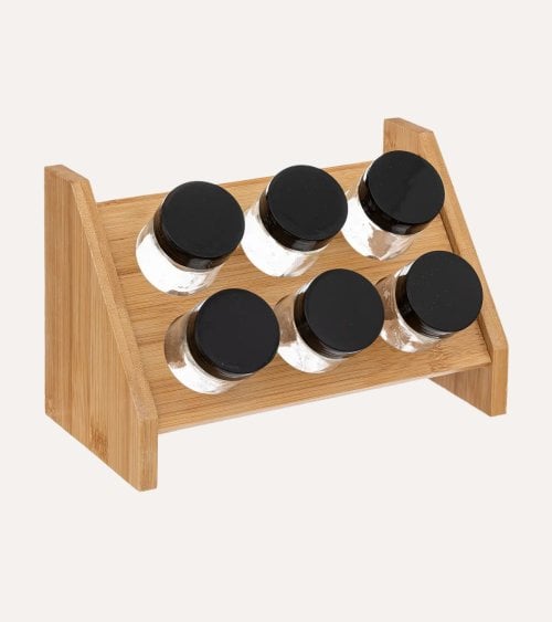 Set de 6 Especieros con Soporte de Bambú