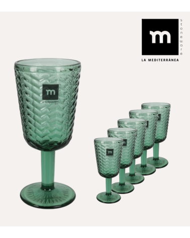 Set de 6 Copas Spica de Cristal Tallado