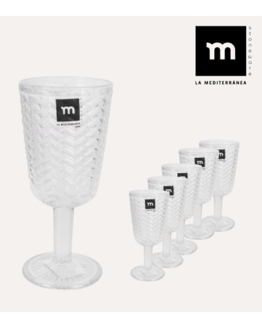 Set de 6 Copas Spica de Cristal Tallado