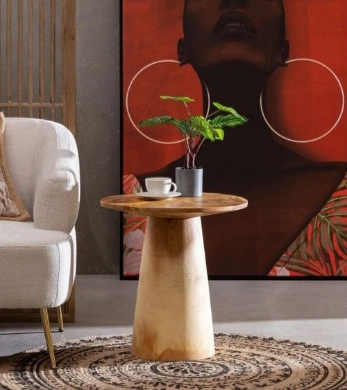 Mesa Auxiliar Natural de Madera de Suar