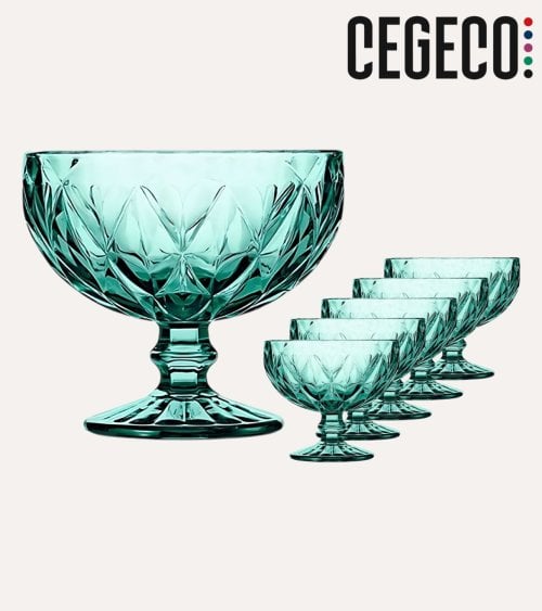 Set de 6 Copas de Helado Escorial de Cristal Tallado