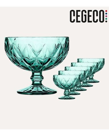 Set de 6 Copas de Helado Escorial de Cristal Tallado