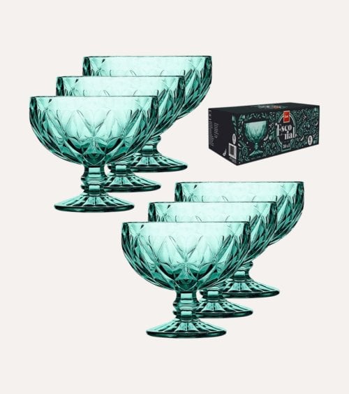 Set de 6 Copas de Helado Escorial de Cristal Tallado