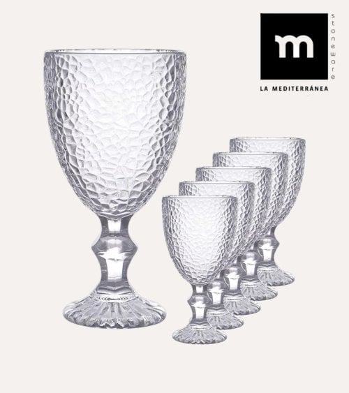 Set de 6 Copas de Agua Festo de Cristal Tallado