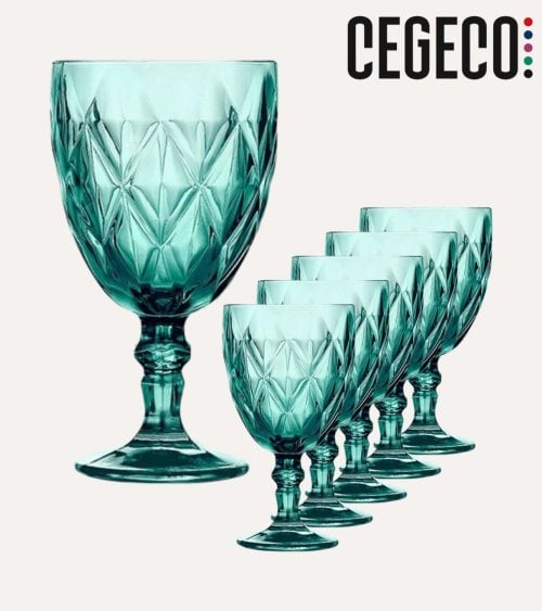 Set de 6 Copas de Agua Escorial de Cristal Tallado