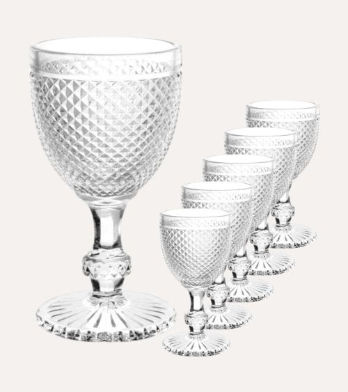 Set de 6 Copas de Vino Edición Especial de Cristal Tallado