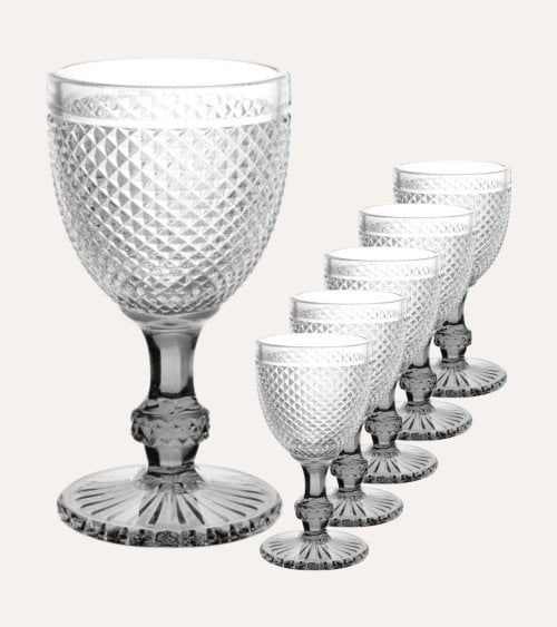 Set de 6 Copas de Vino Edición Especial de Cristal Tallado
